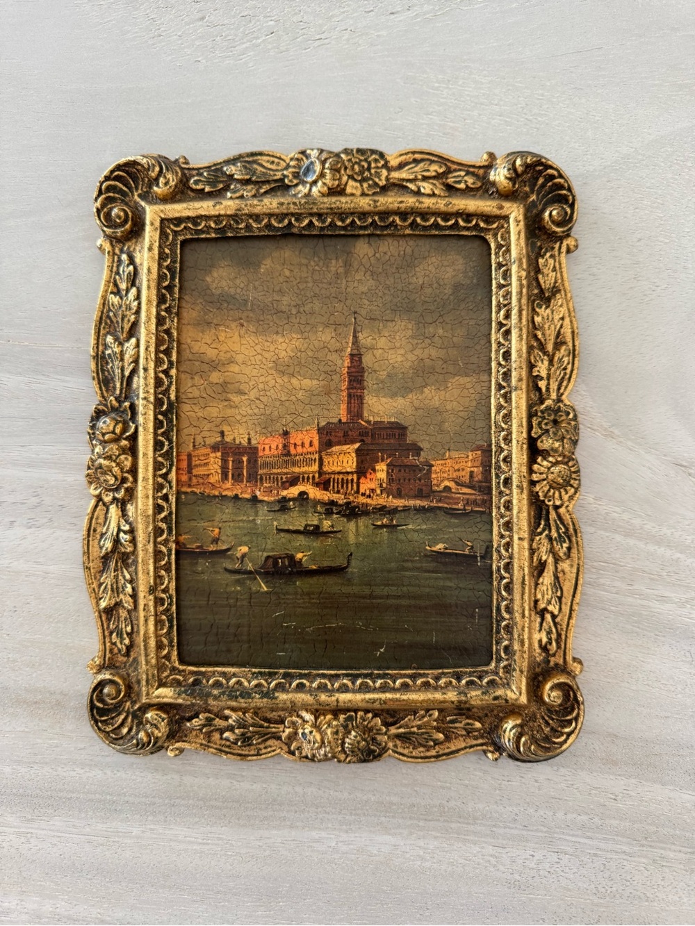 Vintage Italian Florentine Gold Gilt Ornate Frame Venice Canaletto Art Print⁠